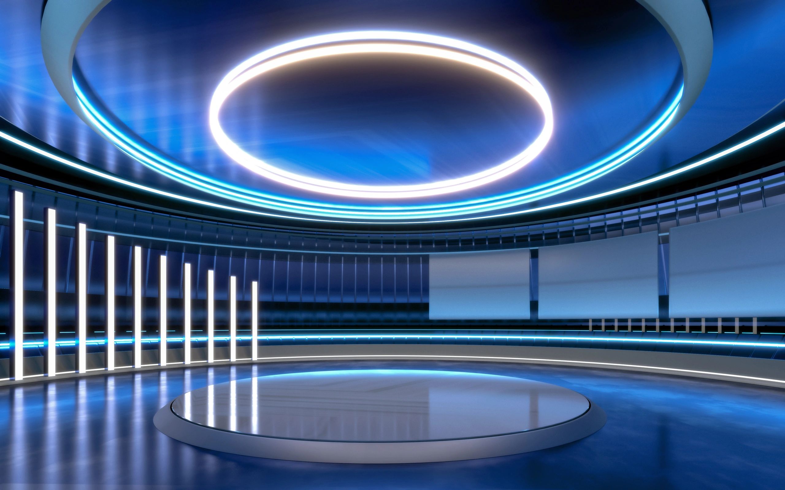 Estudio digital de noticias con pantallas