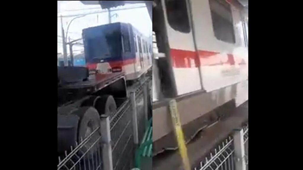 Trasladan vagones del Metro y dañan semáforo de Ecovía