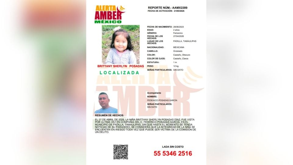 Localizan en Monterrey a menor de 2 años con Alerta Amber en Tamaulipas